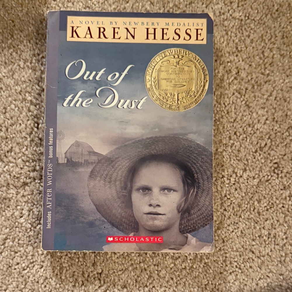 Scholastic Out of the Dust Novel - Blue and Beige Cover